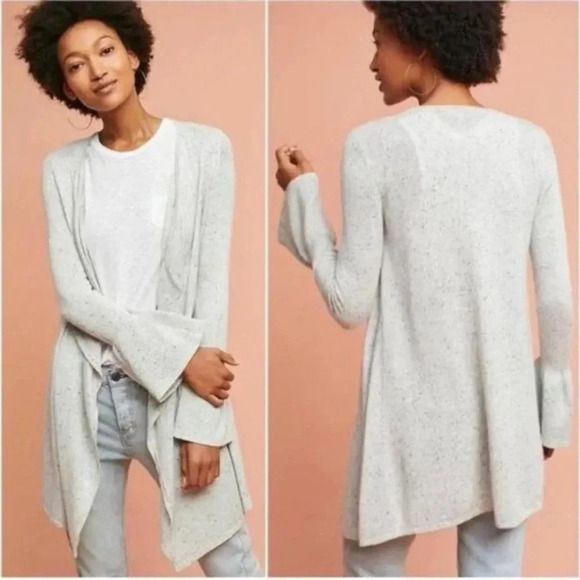 ANTHROPOLOGIE Moth Lyra Ruffle Sleeve Waterfall Cardigan Size Medium - Picture 1 of 8
